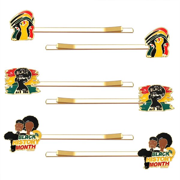 3/6 Pairs Juneteenth Hair Clips for Women African Map Hair Clips Enamel Black Women Power Fist Black Queen Hairpins Juneteenth African Hair Accessories Outfits Party Favors Gifts