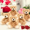 Tezituor Teddy Bear Stuffed Animal Bulk 5 Packs, 14in Small Bulk Teddy Bear Plush, Teddy Bears Centerpiece for Baby Shower, Stuffed Bears Gift for Kids Girlfriend on Christmas, Valentines, Light Brown