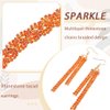 Barode Braided Rhinestones Headband Earrings Gold Crystal Hairbands Eardrop Sparkle Head Chain Tassel Jewelry Set for Women (Orange, Free Size)