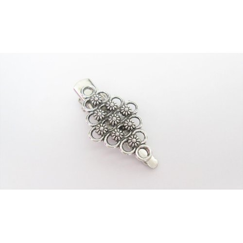 Generic Small silver geometric flower design metal alligator hair clip for fine hair (clip quantity: 2 Clips), 1 Count (Pack of 1)