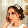 Formery Pearls Halo Crown Headpiece Silver Crystal Goddess Costume Tiara Headband Wedding Festival Photo-shoot Handmade Pearl Bridal Hair Accessories for Women and Girls