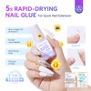 Saviland Nail Glue: 5s Dry Fast Super Strong Nail Glue for Press Ons Natural Brush-on Nail Glue for Acrylic Nails Fake Nail Tips French Manicure Salon Nail Glue for Beginners at Home 10ml