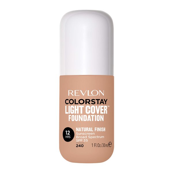 Revlon ColorStay Light Cover Liquid Foundation, Hydrating Longwear Weightless Makeup with SPF 35, Light-Medium Coverage for Blemish, Dark Spots & Uneven Skin Texture, 240 Medium Beige, 1 fl. oz.