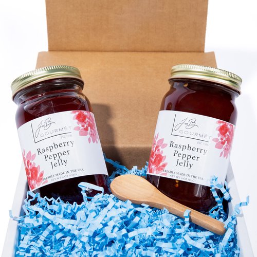 JoeB Gourmet Raspberry Red Pepper Jelly, 2 Pack - 9 Ounces Each Jar, Sweet With a Mild Spicy Pepper Flair, Great Pepper Jelly for Cream Cheese, Small Batch Made in USA