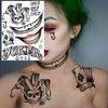 COKTAK 6 Sheets Joker Temporary Tattoos For Men Women Kids Halloween Makeup Kit Cosplay Costume, 3D Halloween Face Tattoos Prison Prisoner Inmate Gothic Rapper, Fake Clown Joker Tattoos Stickers