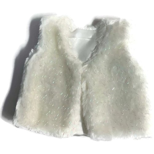Sparkly White Faux Fur Vest for 18 inch Doll Clothes