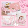 SM SunniMix 1/6 Doll Furniture, Wooden Square Chairs 3pcs/Set, Dollhouse Dining Room Living Room Decor, 12inch Doll Furnishings Model Toy, Pink