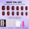 Press On Nails Short - Jofay Fashion Acrylic Press On Nails Red, Square Glue On Nails with Nail Glue, Fit Perfectly & Natural Stick On Nails in 12 Sizes - 24PCS Soft Gel Fake Nails Kit, Wine Red