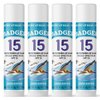 Badger Sunscreen Lip Balm SPF 15, Organic Mineral Sunscreen SPF Lip Balm with Zinc Oxide, Reef Friendly, Broad Spectrum, Water Resistant, Unscented, 15 oz (4 Pack)