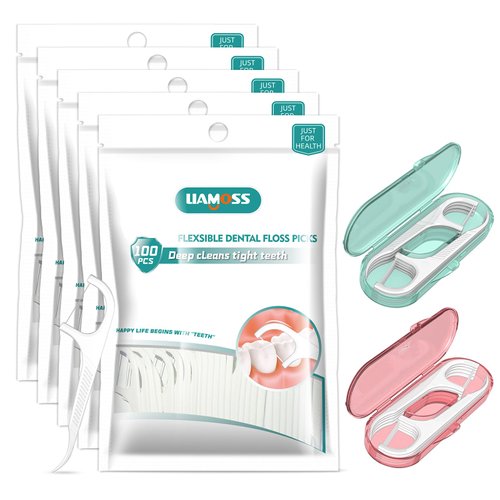 520 Count Dental Floss Picks with 2 Floss Dispenser-3 x Teeth Cleaning Advanced Clean Floss Stick,Perfect for Molar Tight Teeth Interdental Spaces,Fight Tooth Decay,Family Toothpicks(5 Pack)