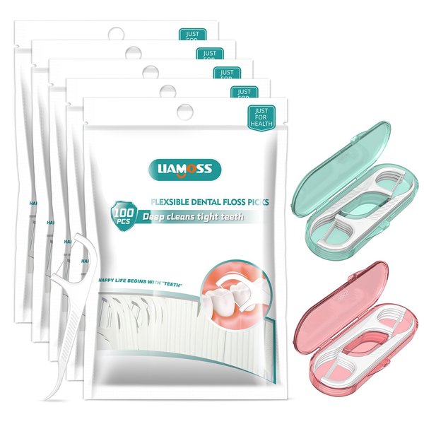 520 Count Dental Floss Picks with 2 Floss Dispenser-3 x Teeth Cleaning Advanced Clean Floss Stick,Perfect for Molar Tight Teeth Interdental Spaces,Fight Tooth Decay,Family Toothpicks(5 Pack)