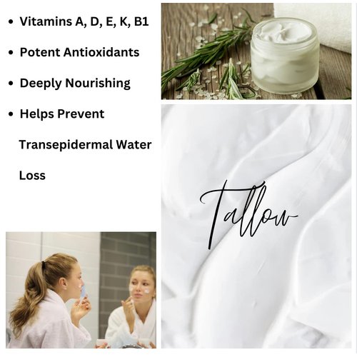 Whipped Tallow Face & Body Cream- Vitamin A, D, E, K & B1- Organic Grassfed Tallow & Olive Oil-Anti-Wrinkle Cream-Intense Hydration (Lavender)