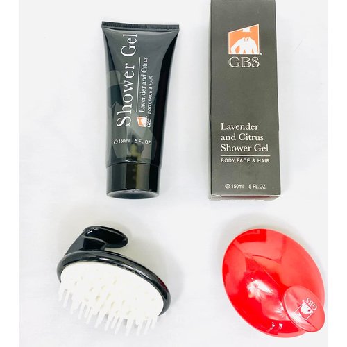 G.B.S Lavender & Citrus Shower Gel & Body Soap Wash Scalp Scrubber Shampoo Brush Set for Men and Women for Daily Use 3 in 1 For Body, Face, Hair- Fresh, Hydrating and Cleanser