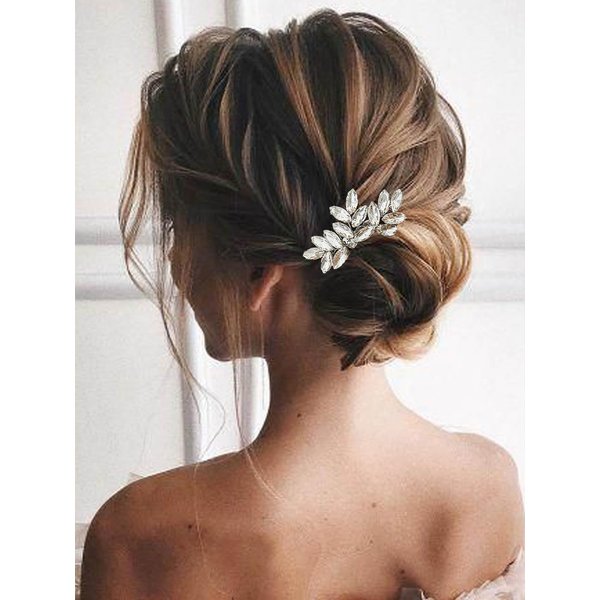 Unicra Silver Rhinestone Bride Hair Comb Bridal Wedding Hair Piece Crystal Hair Accessories for Women and Girls (A-Silver)