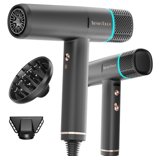 Hair Dryer, 150000 RPM Professional High-Speed Hair Blow Dryer, Negative Ionic Hair Dryer with Diffuser and Nozzle Attachment, Fast Drying and Portable Hair Dryer for Women and Men Traveling, Black