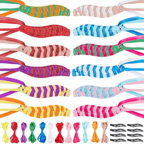 FREEBLOSS 12 Set Friendship My Ribbon Barrette Maker Kit DIY Ribbon Barrette Kit Hair Accessories...