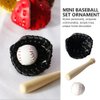 LOGOFUN Miniatures Sports Baseball Kits Mini Baseball Bat Toy Miniature Baseball Bat Glove and Ball for Dollhouse Accessories - 2.87X0.47X0.47in