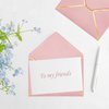 5x7 Envelopes for Invitations with Gold Border, 50 Pack A7 Envelopes with V-Flap, Self Seal Greeting Card Gift Card Envelopes Invitation Envelopes for Wedding, Graduation, Baby Shower, Party (Pink)