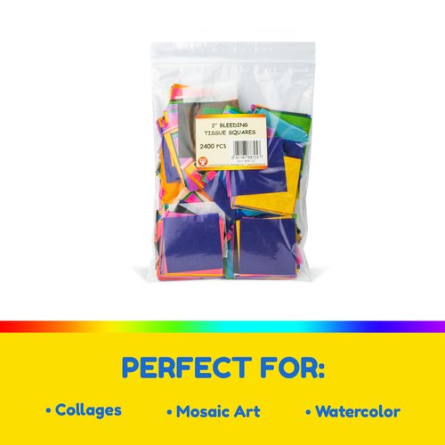 Hygloss Products Bleeding Tissue Paper Squares 2-Inch, 20 Assorted Colors for Arts & Crafts, DIY Projects, Scrapbooking, Greeting Cards, 2400 Squares