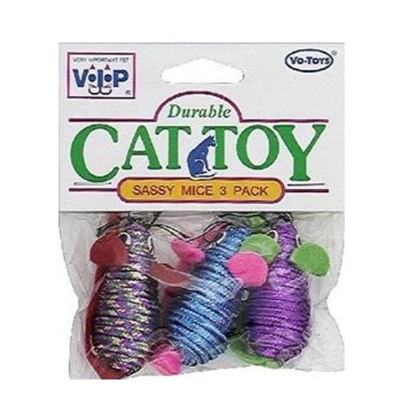 Vo-Toys Sassy Mice 2in 3 pack Cat Toy