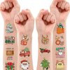 100 PCS Christmas Groovy Temporary Tattoos Themed Birthday Party Decorations Favors Supplies Décor Retro Boho Hippie Noel Xmas Winter Tattoo Stickers Gifts For Game Boys Girls Classroom School Prizes