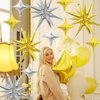 Gold Silver Star Balloons,Explosion Star Balloons Kit with 6Pcs 22Inch Cone Star Foil Balloons and 10Pcs 10Inch Four Pointed Star Balloons for Birthday Anniversary Disco Party Decorations