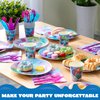 JOYIN 145 Pcs Mermaid Birthday Party Supplies with Banner, 24 Serves Mermaid Tableware Set with Plates, Cups, Napkins, and Cutlery Sets for Mermaid Themes Party Kids 6 7 8 Years