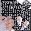 TBRZTR 8 Sheets Flower Nail Art Stickers Decals 3D Self-Adhesive White Floral Nail Decals Self-Adhesive Nail Art Supplies Flowers Nail Accessories for Women Manicure Decorations Design