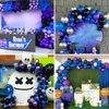 Black Purple Blue Balloon, 60 PCS Outer Space Balloons, Metallic Navy Blue Purple Black Balloons Pearl Purple Blue Confetti Latex Balloons for Kids Boys Astronaut Space Birthday Party Decorations