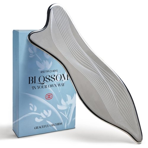 Rena Chris Stainless Steel Gua Sha Facial Tools - Acupressure &amp; Gua Sha for Face Massage, Jawline...