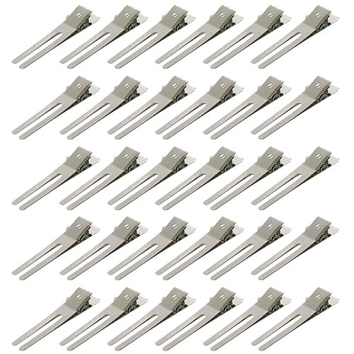 100 Pcs Hairdressing Double Prong Curl Clips 1.8" Curl Setting Section Hair Clips for Hair Bow Great Pin Curl Clip, Styling Clips for Hair Salon, Barber, Silver.