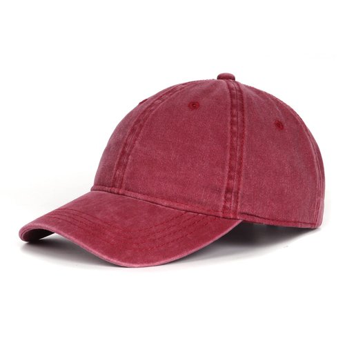 Zylioo XXL Washed Pigment Dyed Baseball Cap,Oversized Adjustable Hiking Cap,Running Hats for Big Heads 23.5"-25.5" Wine Red