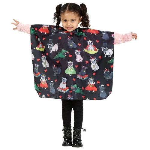 Kids Size Pug Barber Cape For Hair Cutting at Home or Professional Salon, Barber Shop Hair Cutting Cape Adjustable Neck with Plastic Snaps, Little Girl
