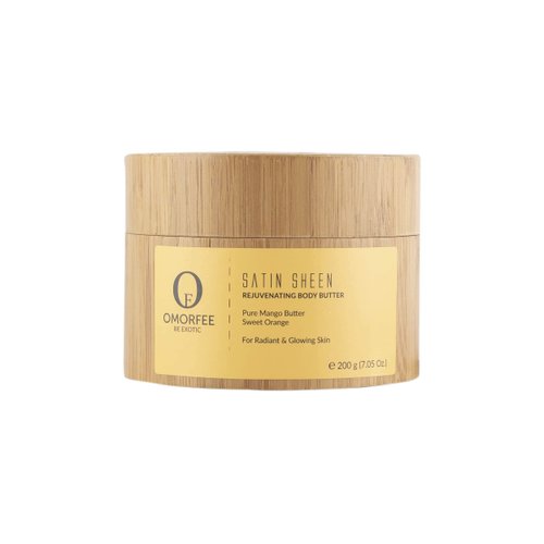 OMORFEE Organic Satin Sheen Rejuvenating Body Butter | Organic Body Moisturizer | Mango Butter, Sweet Orange Essential Oil, Organic Olive Oil (USDA), Almond Oil, Vitamin E | 200 Grams / 7.05 Oz.