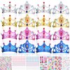 Epakh Princess Party Crowns Set, 27 Pcs DIY Crown with Diamond Stickers, Princess Party Supplies, Birthday Party Decoration Favor Supplies, Costume Headwear, for Children, Princess Fans