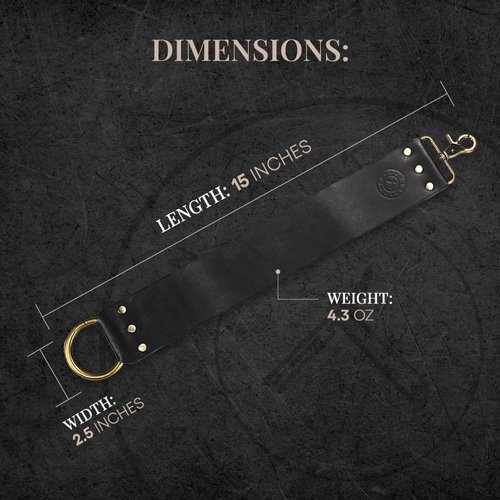 Shaving Leather Strop - Straight Razor Strop, Razor Strop With Elegant Black Leather, Riveted Brass Anchor Hooks, Blue Linen Stropping Belt For Cleaning, Knife Sharpening Strop, Keeps Your Blade Sharp
