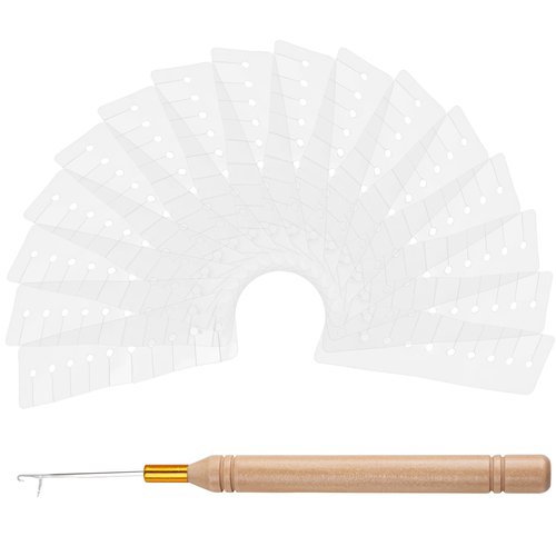 Framendino, 15 Pack Clear Heat Shield Guards Hair Extension Tools Multi Hole Shield Spacers Fusion Glue Protector with Hook Pulling Needle for Hair Extensions