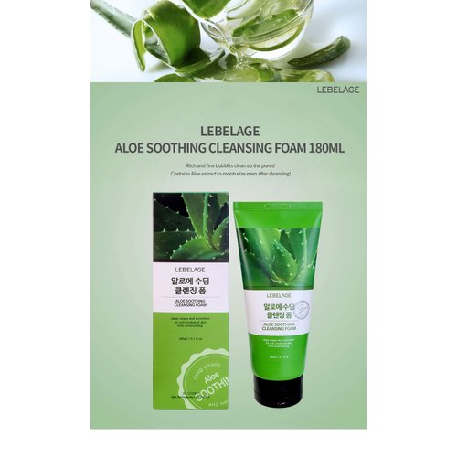LEBELAGE Aloe Soothing Cleansing Foam 180ml - Moisturizing and Gentle Cleanser