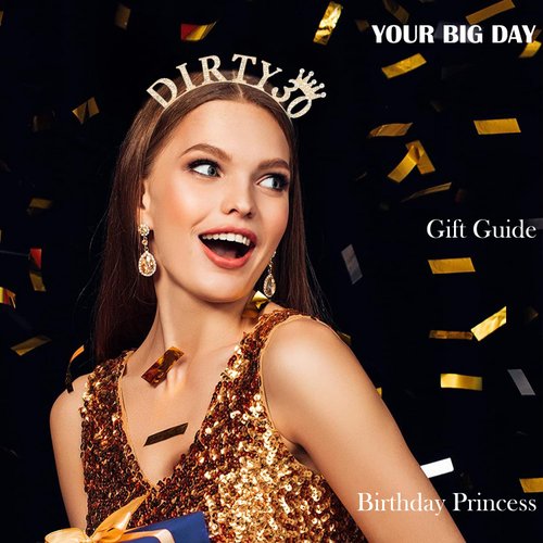 SuPoo 30th Birthday Decorations for Women Dirty 30 Birthday Crown Gold Diamond Birthday Headband 30th Birthday Gifts for Her Thirty Party Decorations Happy Birthday Girl Tiara Hair Accessories