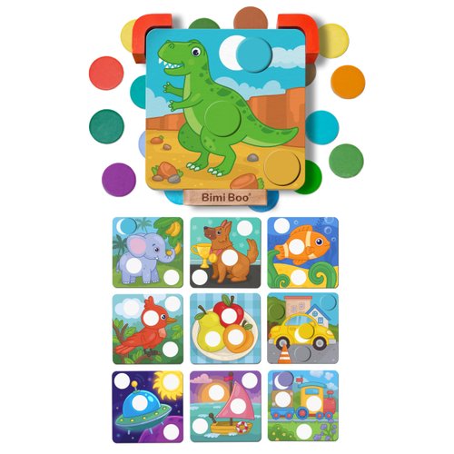 Bimi Boo Magnetic Color Matching Board Game - Color Sorting Toys for Toddlers - Learning Colors for Kids (35 Chips & 10 Vibrant Themes)