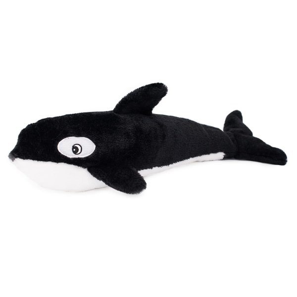 ZippyPaws Jigglerz Plush Dog Toy with Squeaker, Stuffed Toy for Tough Play, Killer Whale