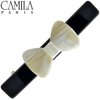 Camila Paris CP2244 French Hair Barrette Clip for Girls, Handmade Black and White, Automatic Strong Hold Grip Hair Clips for Women, No Slip and Durable Styling Girls Hair Accessories, Made in France