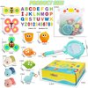 LZZAPJ Baby Bath Toys for Toddlers 1-3, Kid Bathtub Toy with 36 Foam Bath Letter & Number, Fishing Games with Fish Net, Water Pool Toy with Storage Bag, Shower Toy Gift for Boy Girl Infant 1 2 3 4 5 6
