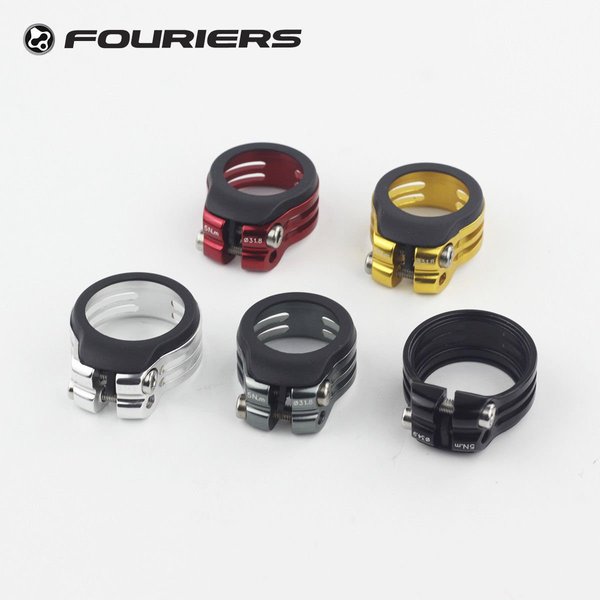 Fouriers CNC Alloy Seatpost Clamp Fixed 31.8mm / 34.9mm Waterproof Superlight(31.8 red)