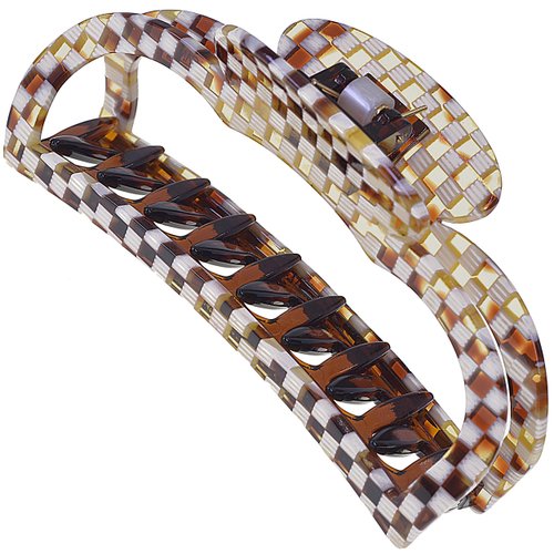 Camila Paris CP3594 French Hair Clip for Women Thick Hair for Long Curly Wavy Hair, Handmade Damier, Girls Hair Claw Clips, Styling Big Claw Clip for Thick Hair, Strong Hold Grip Made in France
