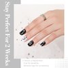 GLAMERMAID Press on Nails Extra Short Squoval, Gothic Black and White Glue on Gel Nails with Stars Design, 24Pcs Round Reusable UV Finish Fake Nails Acrylic False Nails Manicure Kits for Women Gifts