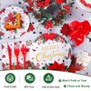 Funrous 150 Pieces Christmas Poinsettia Flower Tableware Merry Christmas Party Supplies Disposable Paper Plates and Napkins Set Christmas Poinsettia Dinnerware for Xmas New Year Holiday Party