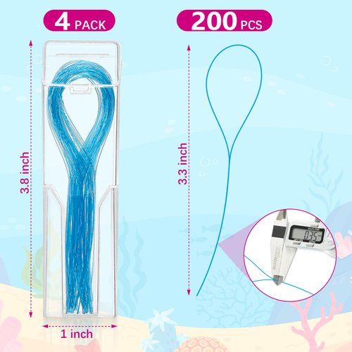 Preteen Kids Floss Threaders, Deep Clean Orthodontic Threader Floss for Braces, Bridges, and Implants 200PCS (4Pack)