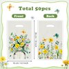 ArowlWesh Bright Wildflower Party Favor Bags - 50Pcs Plastic Bright Wild Flowers Candy Treat Gift Bag with Handles Floral Butterfly Snack Goodie Bags Wedding Birthday Party Supplies Baby Shower Decor
