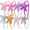 Star Headband Laser Star Glitter Hair Band Starfish Sequin Hair Accessories Girls Women Birthday Seaside Pool Party (Laser Pink)